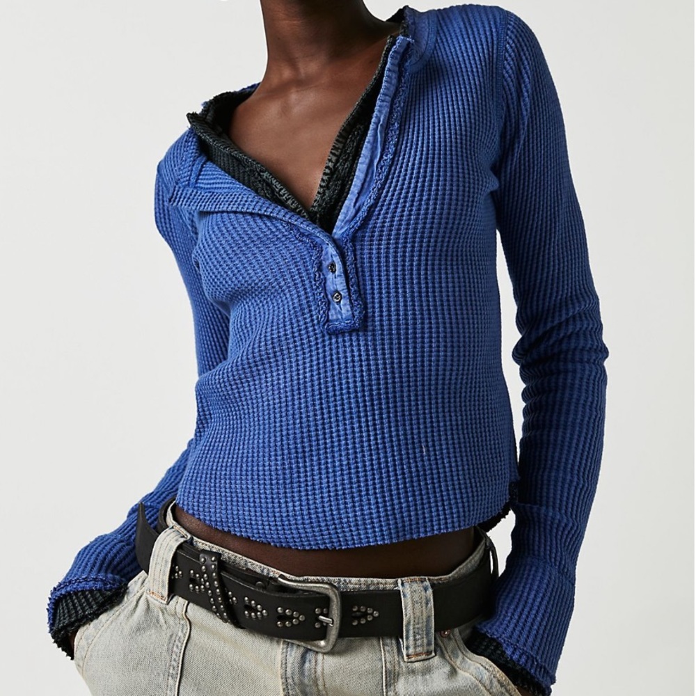 Free People Size Medium Blue One Colt Thermal